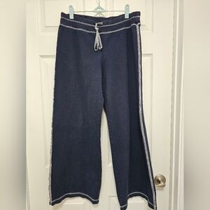 Ann Taylor M Navy Blue Wide-Leg Pants with White Trim